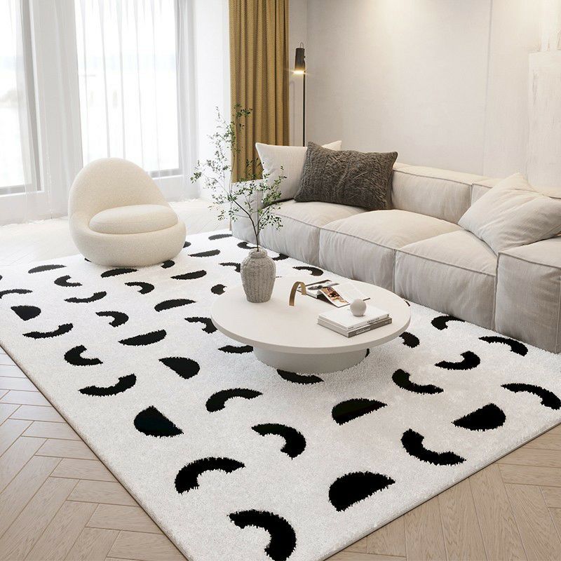 OFF White & Black Color Modern Design Area Rug
