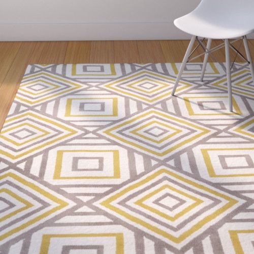 White and Yellow Color Modern Design Area Rug 004