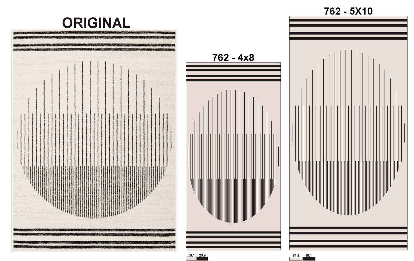 Cream and Black Color Wool Area Rug