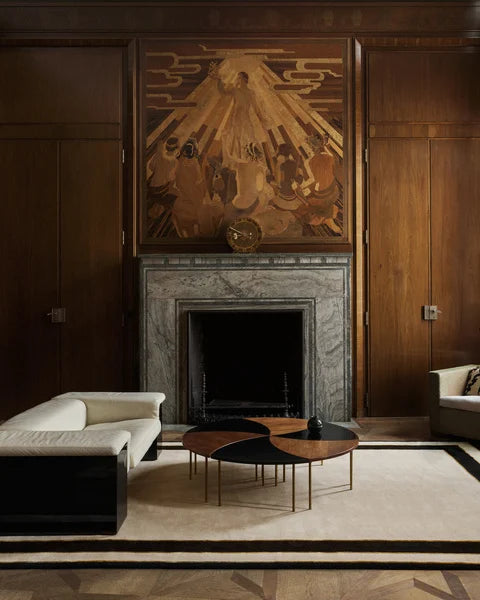 Glid Frame white and Black Tufted Rug-Bisha Rugs