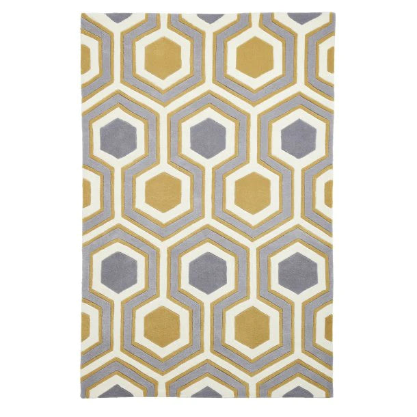 Yellow + Gray Color Modern Design Area Rug
