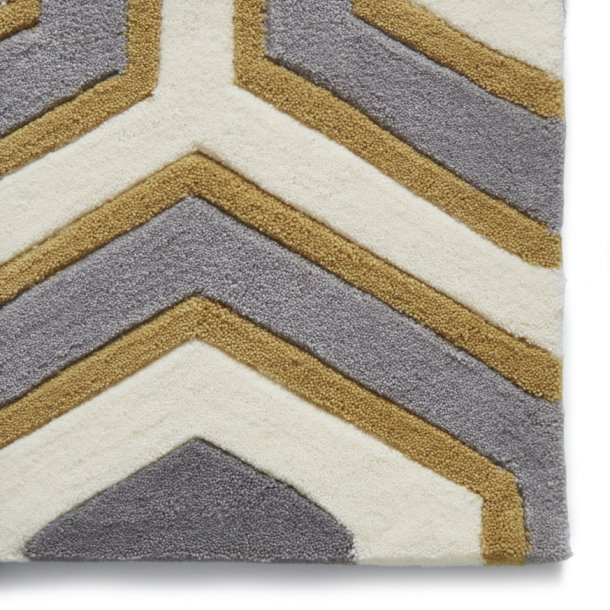 Yellow + Gray Color Modern Design Area Rug