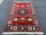 The Crimson Avian Heritage Rug - Tribal Geometric Medallion Hand-Knotted Afghan Kazak Wool Area Rug