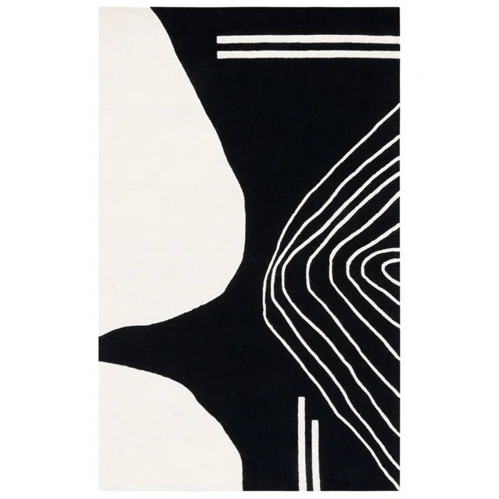 Black and White Contemporary Hand Tufted Rug