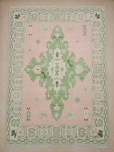 ALVERON Oushak Wool Area Rug - Muted Pink & Brown Vintage Rug