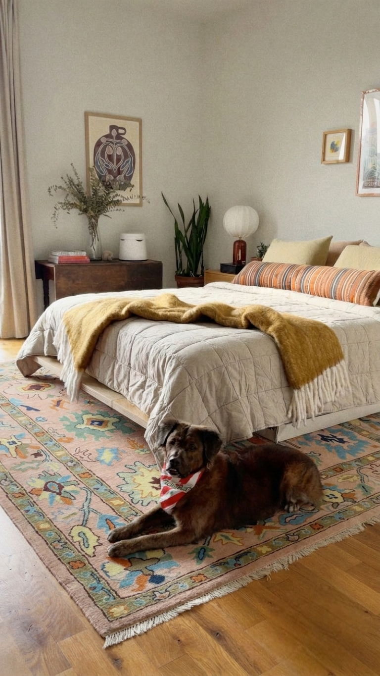 Faded Amber Vintage Oushak Wool Area Rug