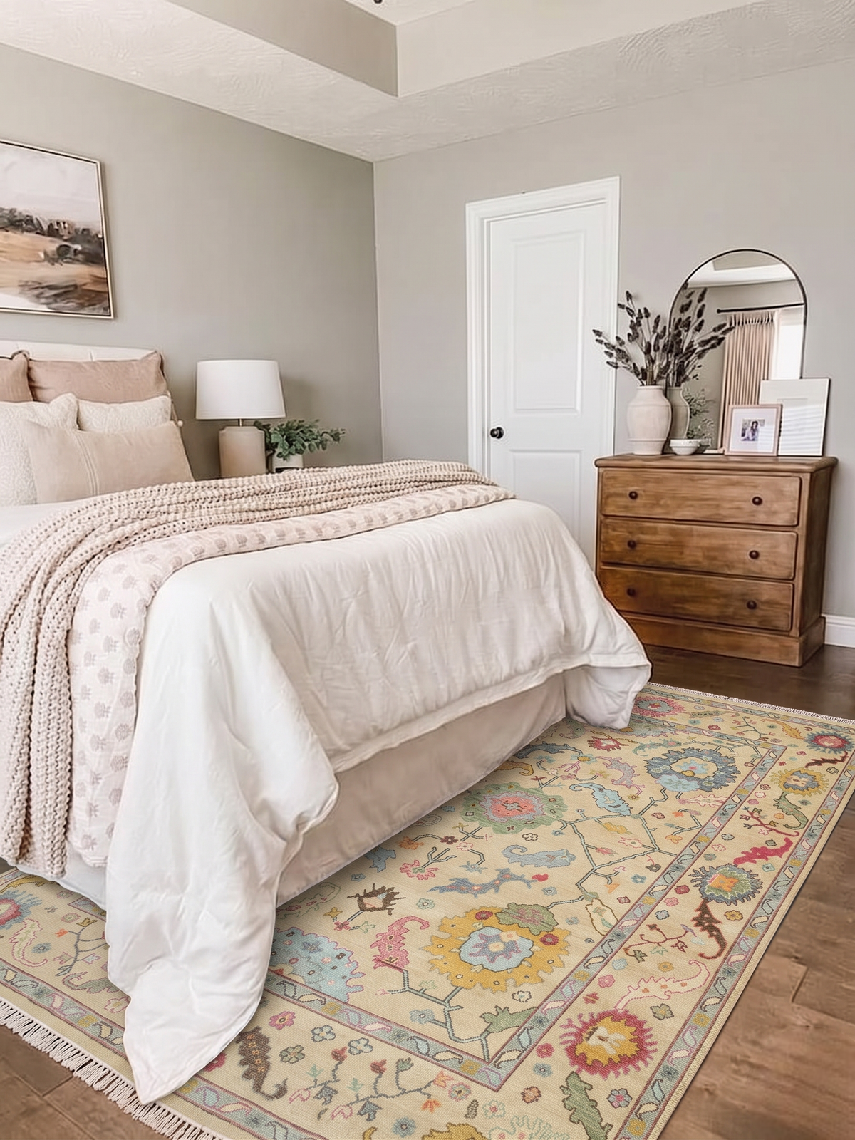 IVORY MEADOW Oushak RuG - Hand-Knotted Turkish Wool Rug