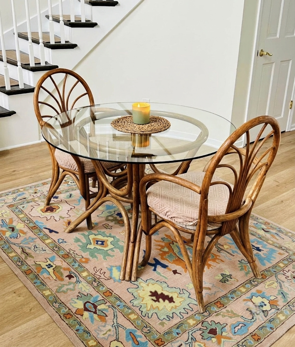 Faded Amber Vintage Oushak Wool Area Rug