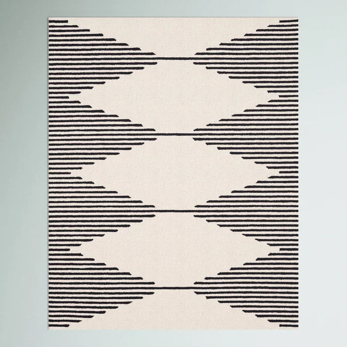 Black and White Lines Modern Hand Tufted Rug