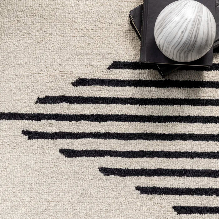 Black and White Lines Modern Hand Tufted Rug