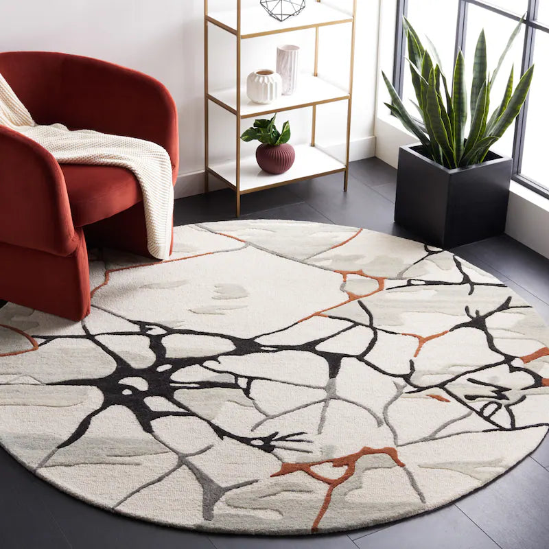 Hand Tufted Round Modern Wool Rug-Bisha-Rugs