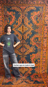 SERAPHIEL Vintage Anatolian Oushak rug - Hand Knotted Geometric Turkish Design