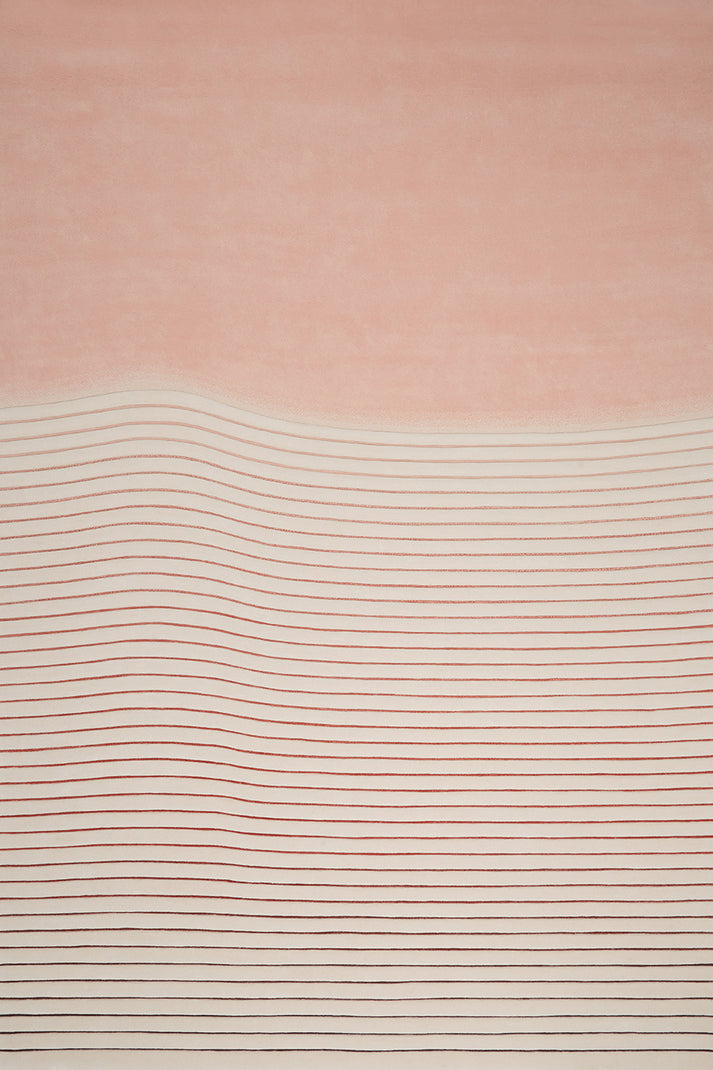 Peach And Cream Color Contour Design Area Rug - Bisha Rugs