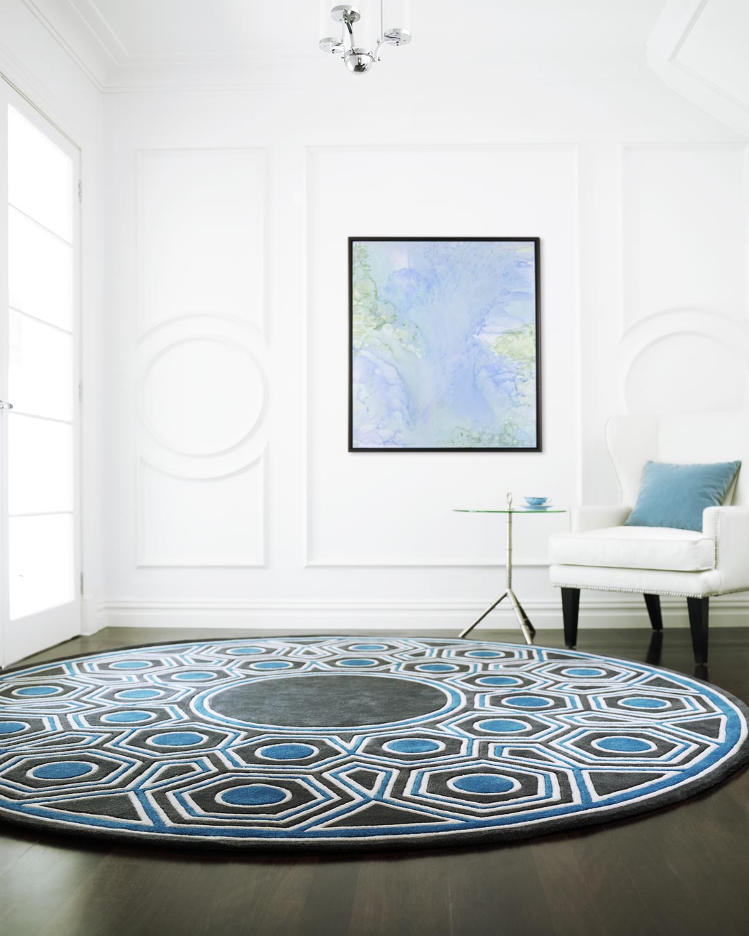 Manhattan Geometric Design Hand-Tufted Round Rug-bisha-rugs