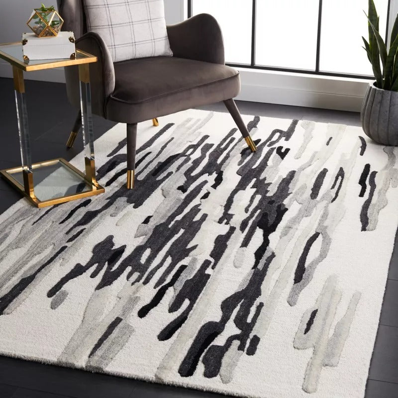 Black & White Modern Design Hand-Tufted Area Rug-Bisha-rugs