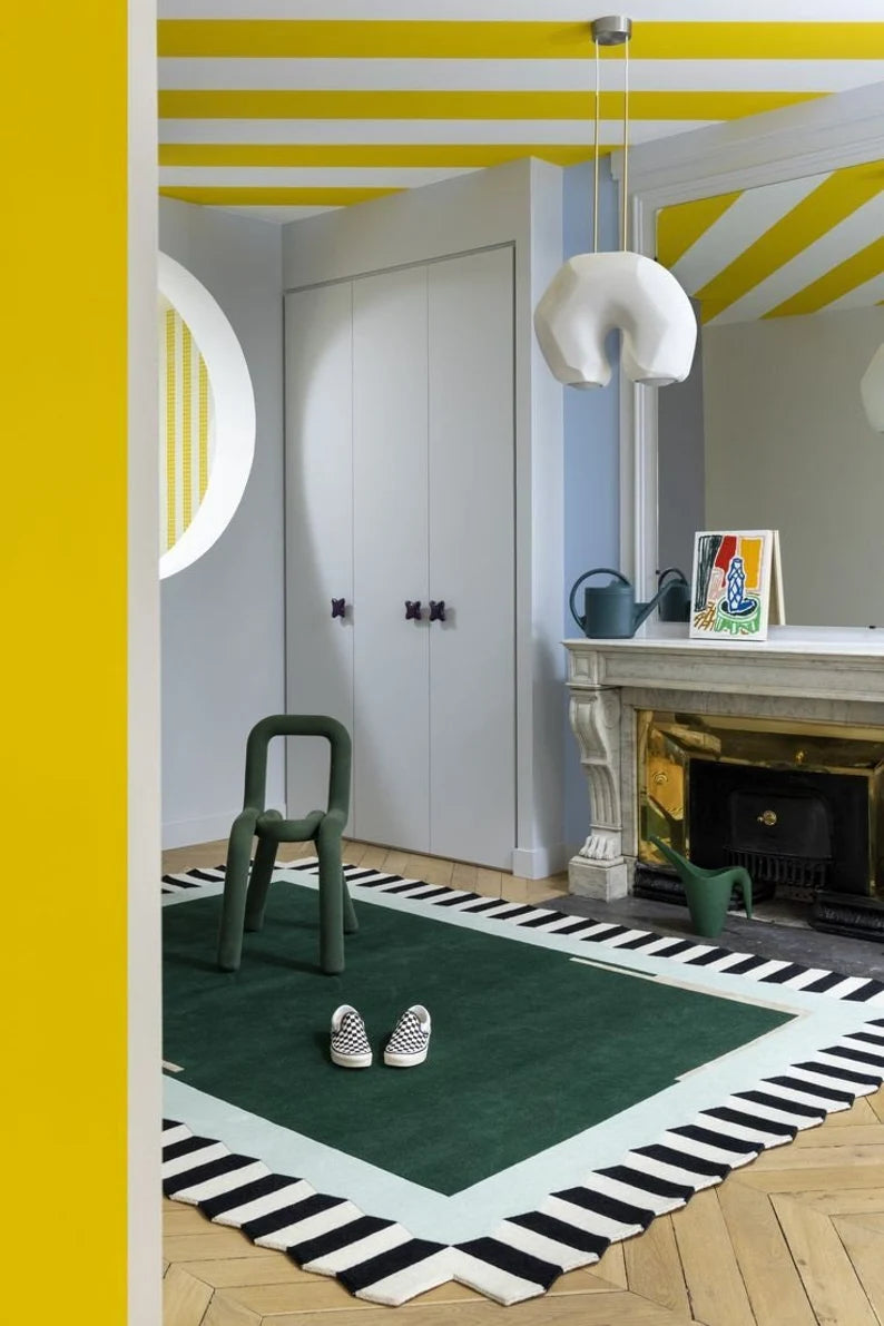 Green Modern Design Hand-Tufted Rug For Luxurious Look