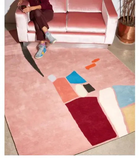 Baby Pink Color Modern Design Hand Tufted Area Rug-bisha-rugs