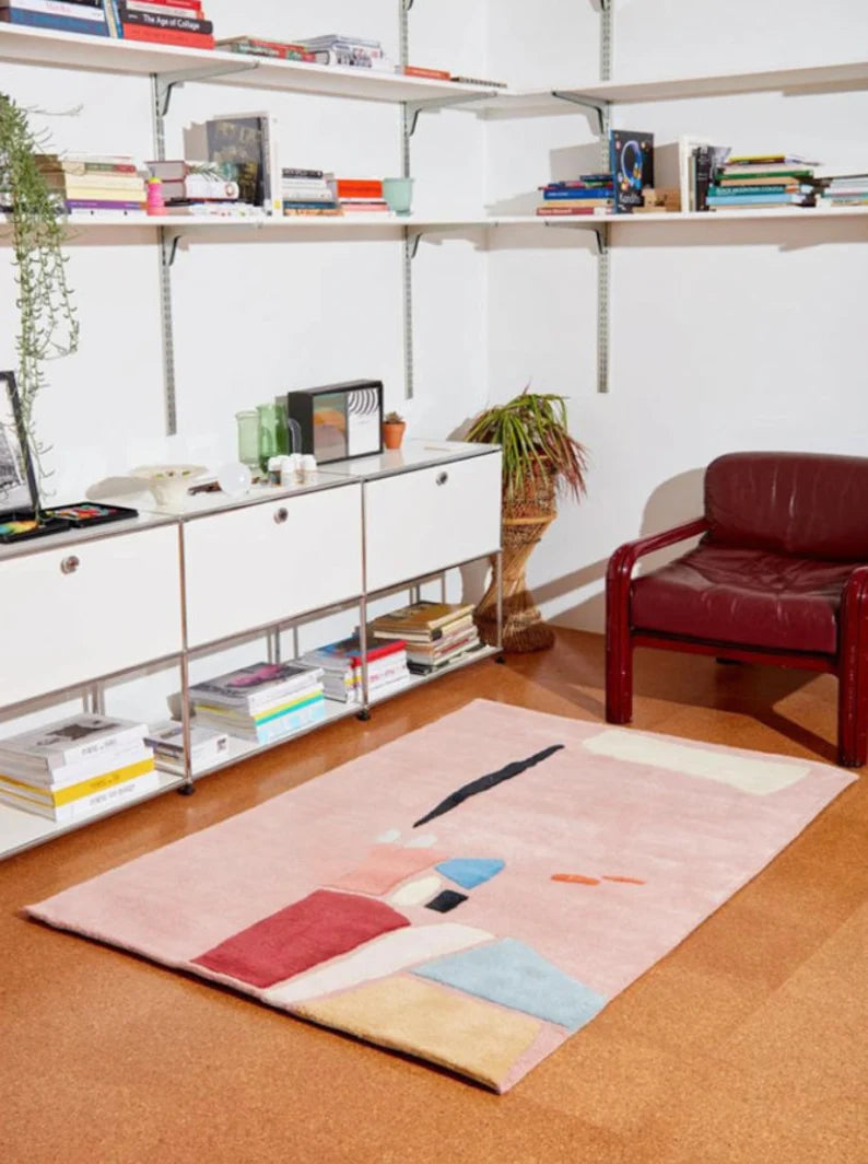 Baby Pink Color Modern Design Hand Tufted Area Rug-bisha-rugs