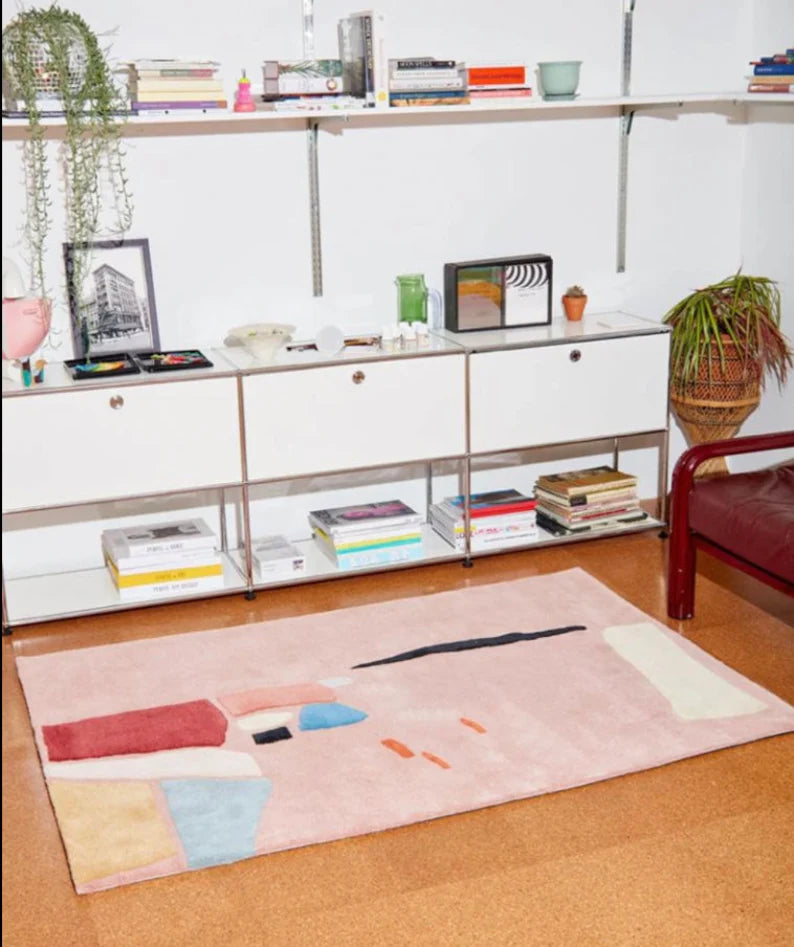 Baby Pink Color Modern Design Hand Tufted Area Rug-bisha-rugs