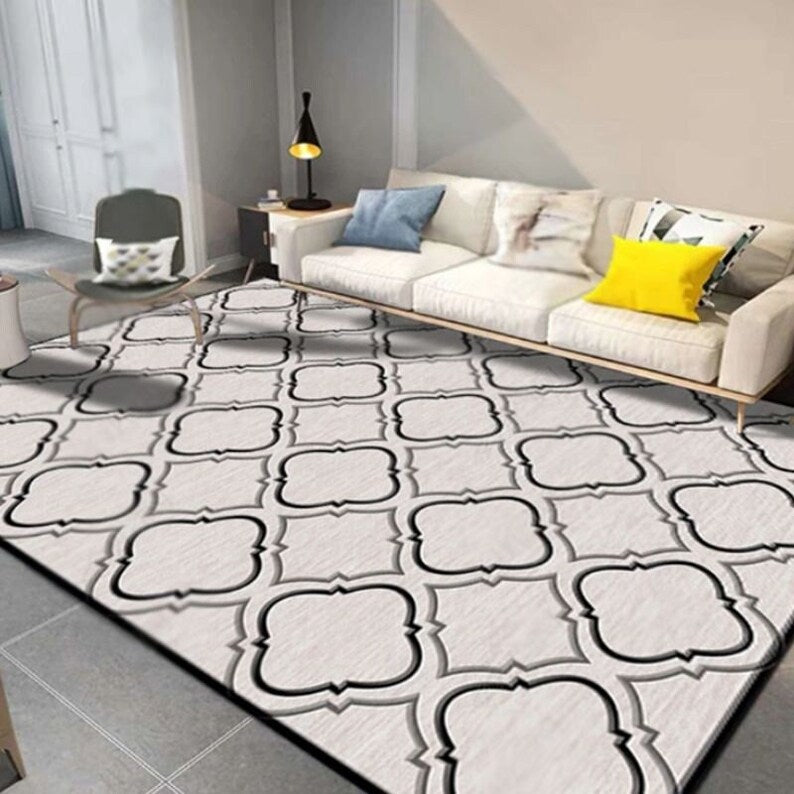 Beige and Black Color Modern Design Wool Area Rug-bisha-rugs