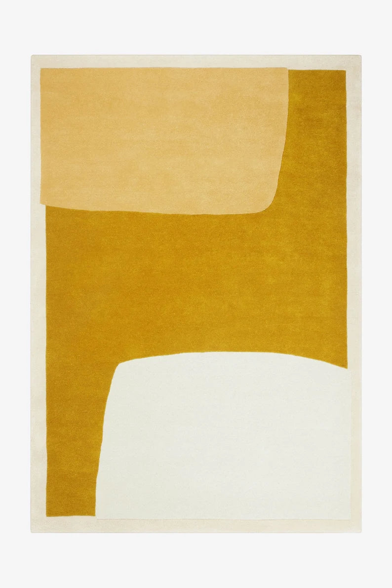 Mustard Color Modern Design Hand-Tufted Rug-Bisha Rugs