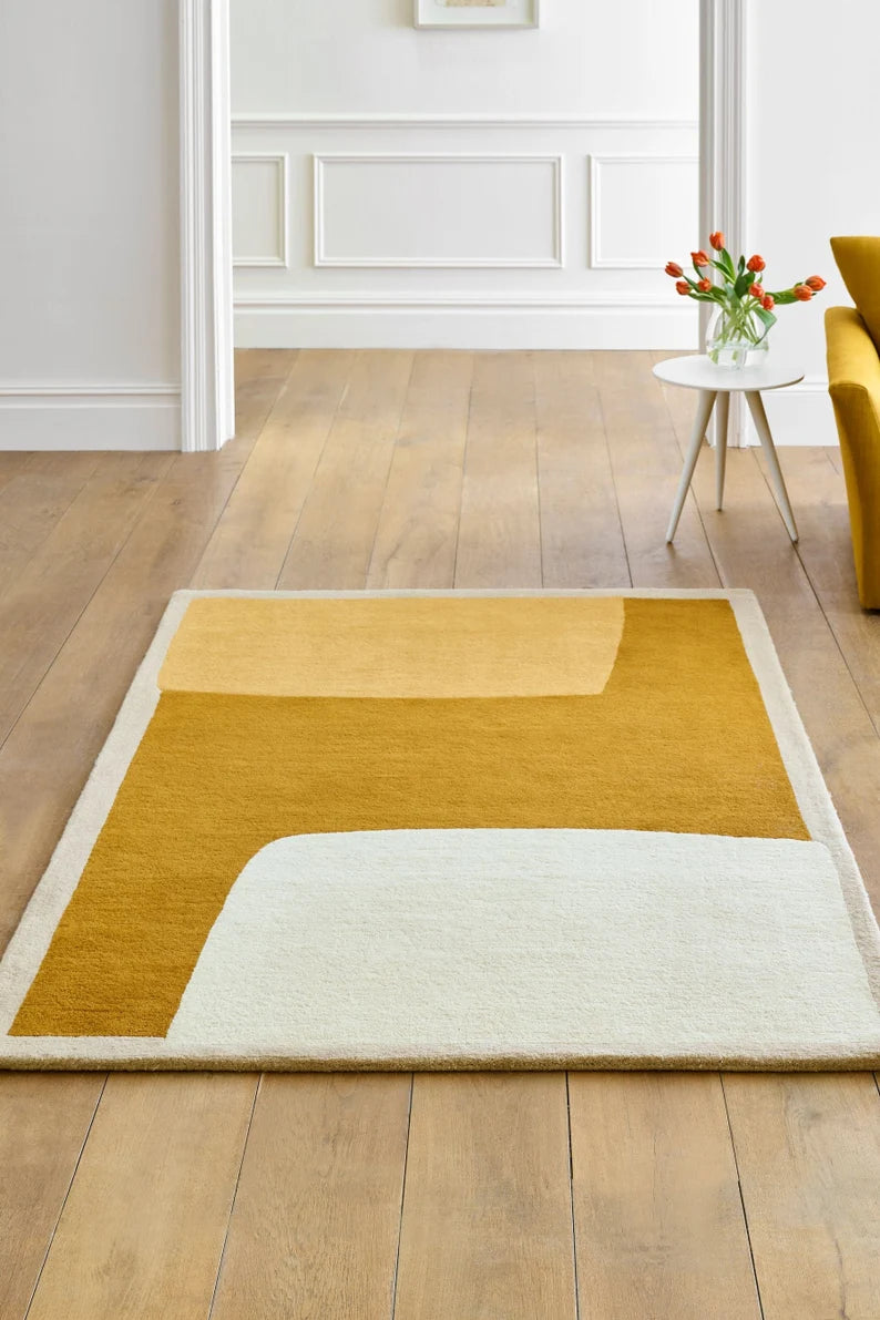 Mustard Color Modern Design Hand-Tufted Rug-Bisha Rugs