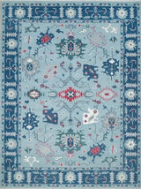 VALMERE Turkish Oushak Rug - Light Blue Farmhouse color