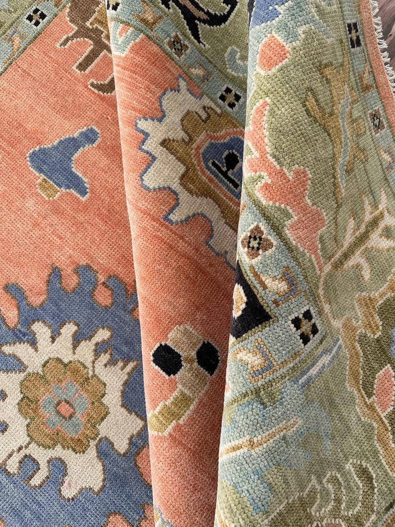 Peach Oushak style Hand Knotted Rug