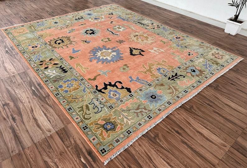 Peach Oushak style Hand Knotted Rug