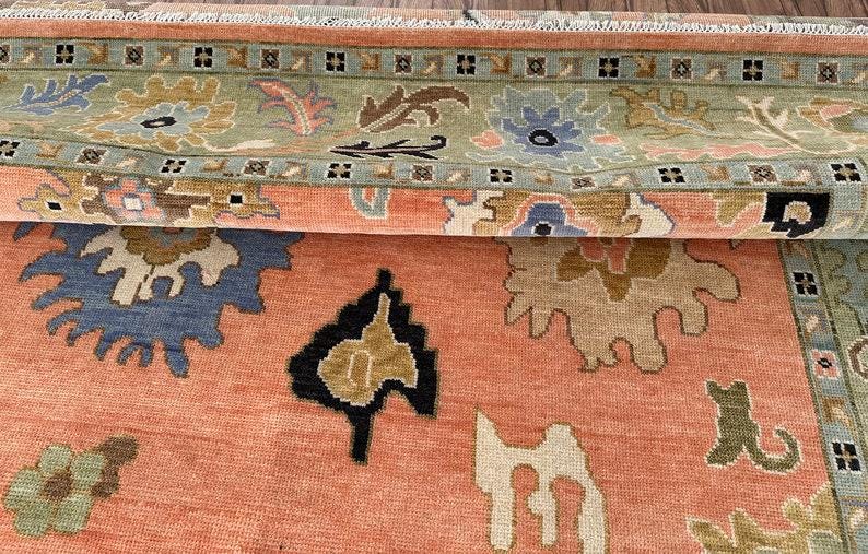 Peach Oushak style Hand Knotted Rug