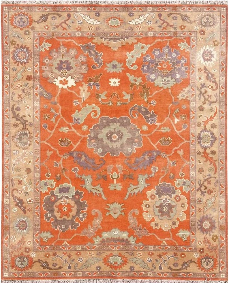 Hollingsworth Hand knotted Peach Oushak Rug