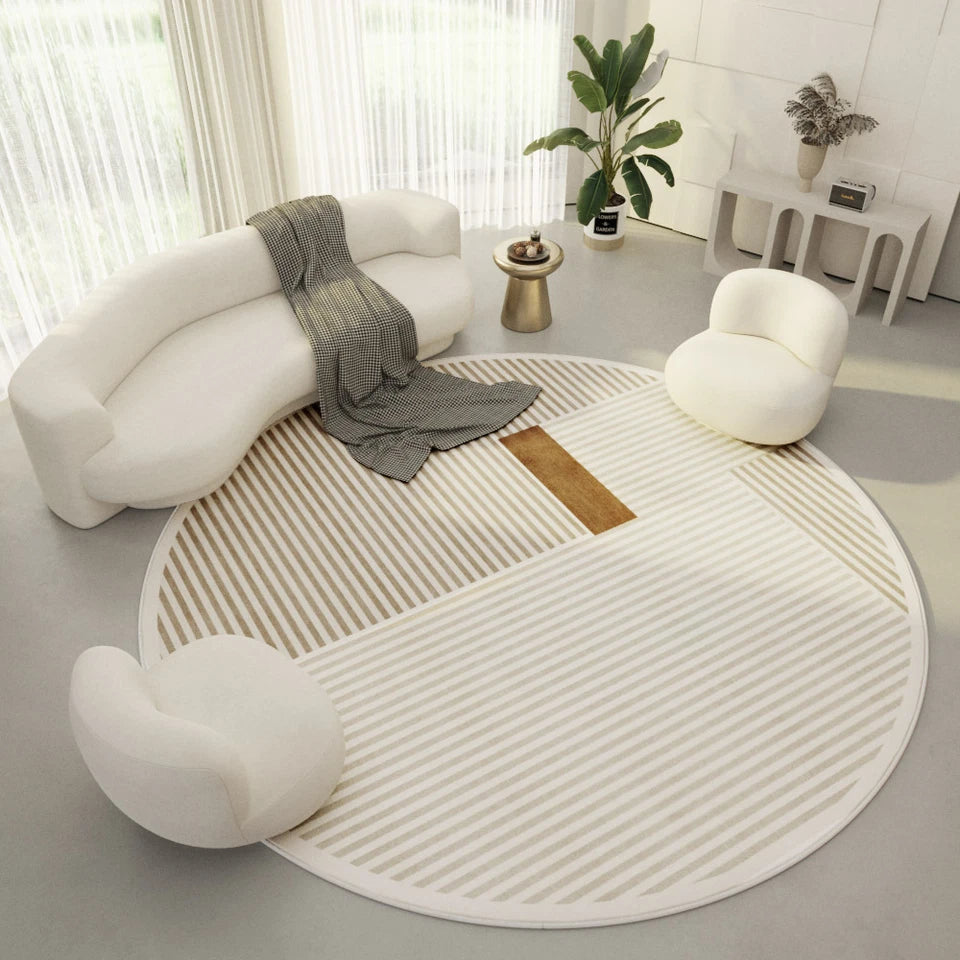 White Color Modern Hand-Tufted Round Area Rug-bisha-rugs