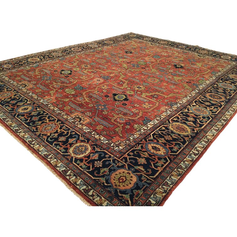 Black and Brown Persian Design Wool Area Rug