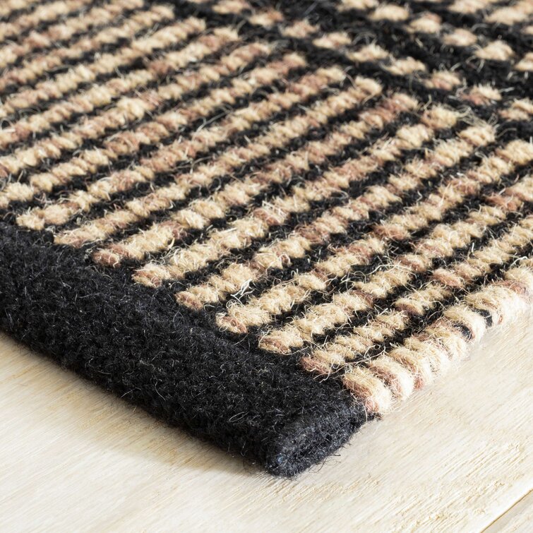 Black and Beige Color Wool Area Rug