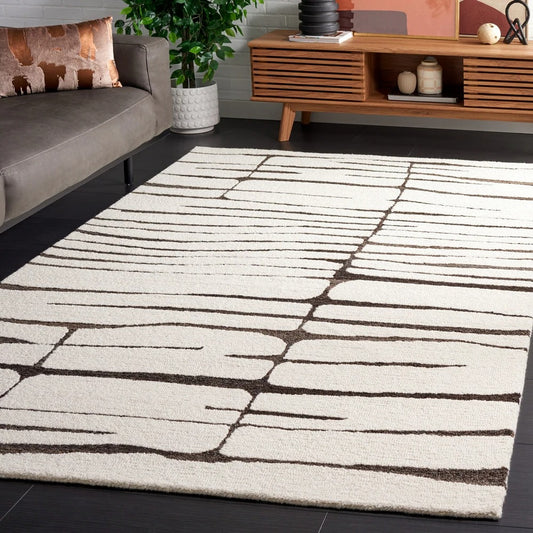 White and Brown Modern Design Rug (MD016)