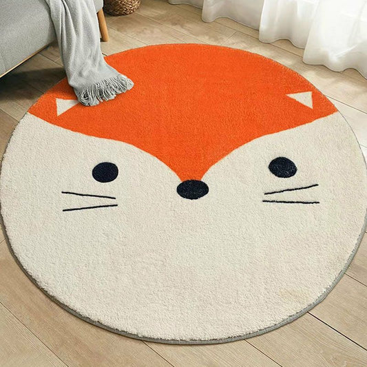 Beige and Orange Color CAT Design Round Rug For Living Room and Bedroom - CD169