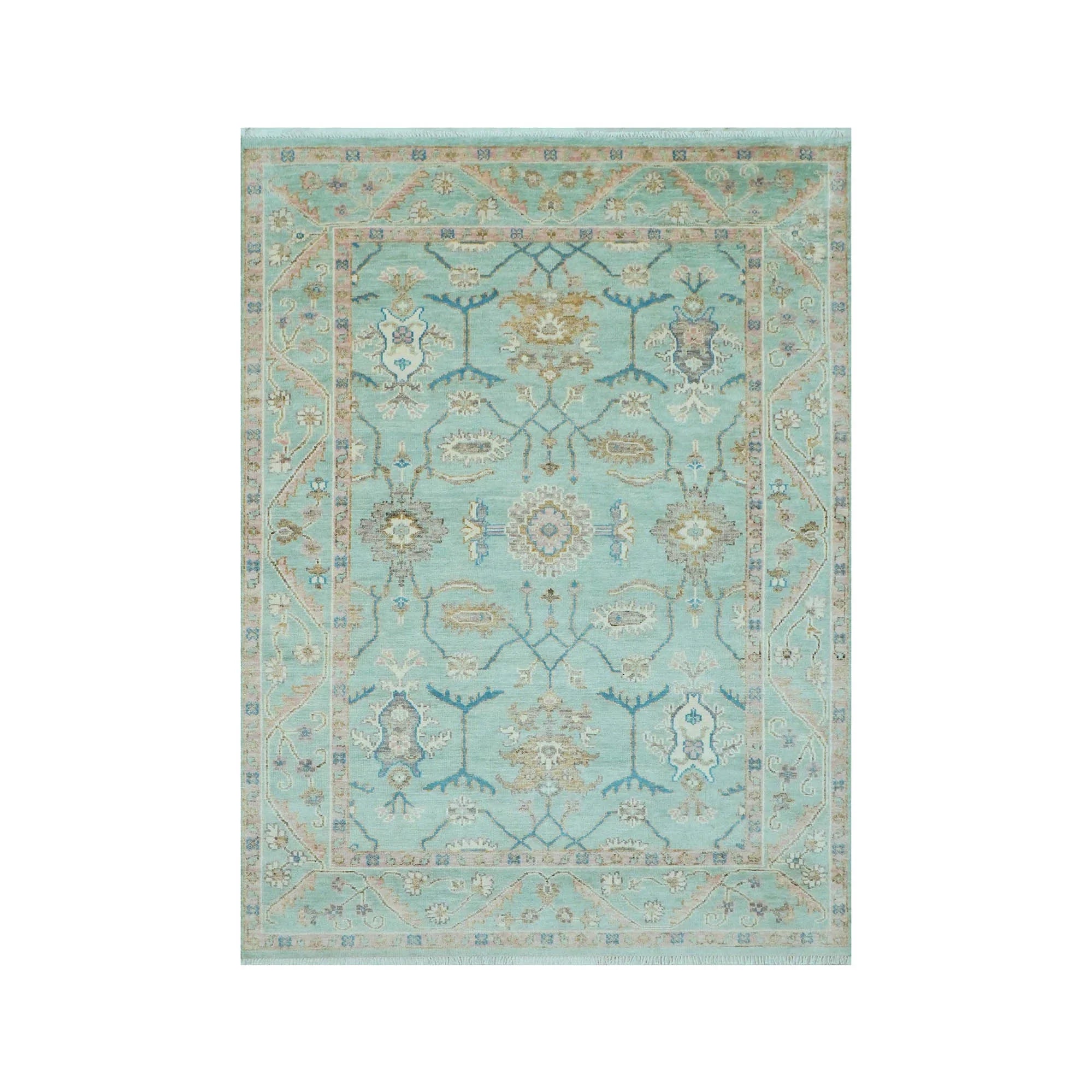 The AQUAOINS Hand Knotted Oushak Wool Area Rug