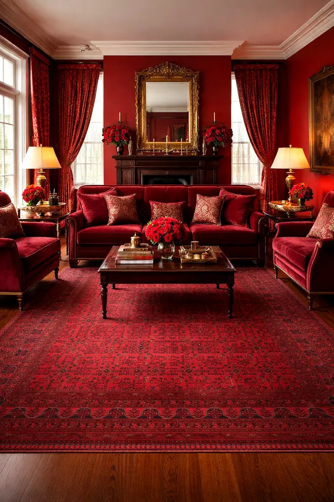 Red Khalmamadi Design Persian Rug