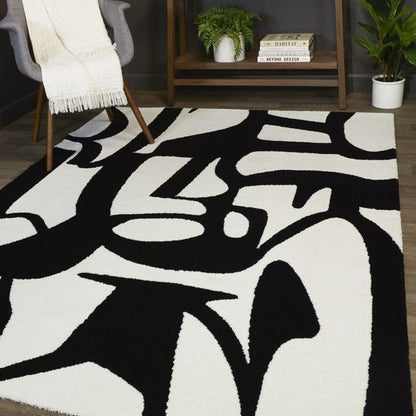 White+ Black Pattern Area Rug CD07