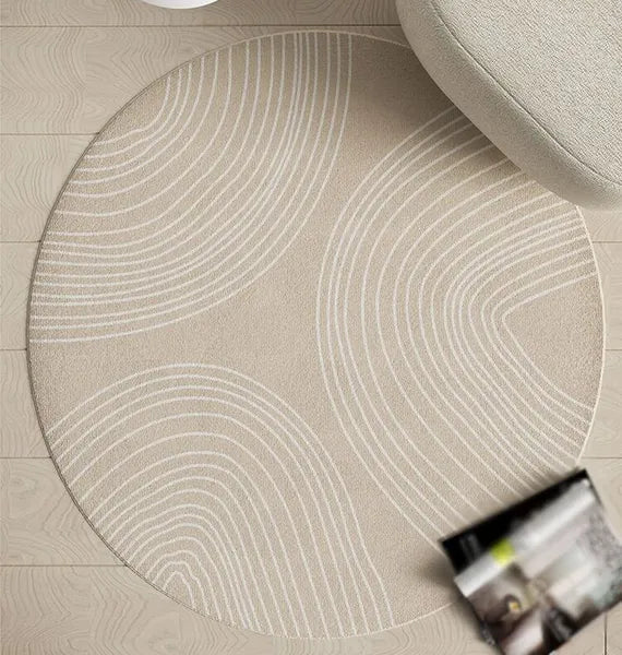 White Tone Round  Area Rug