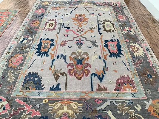 Light Grey Color Vintage Oushak Rug