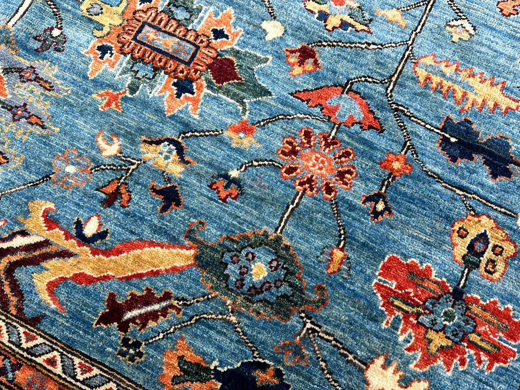 The Azure Heritage Medallion – Hand-Knotted Afghan Royal Sultani Wool Area Rug