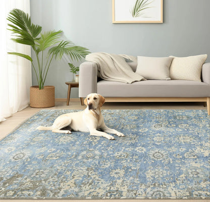 Loom Bloom Blue Turkish Oushak  Wool Area Rug