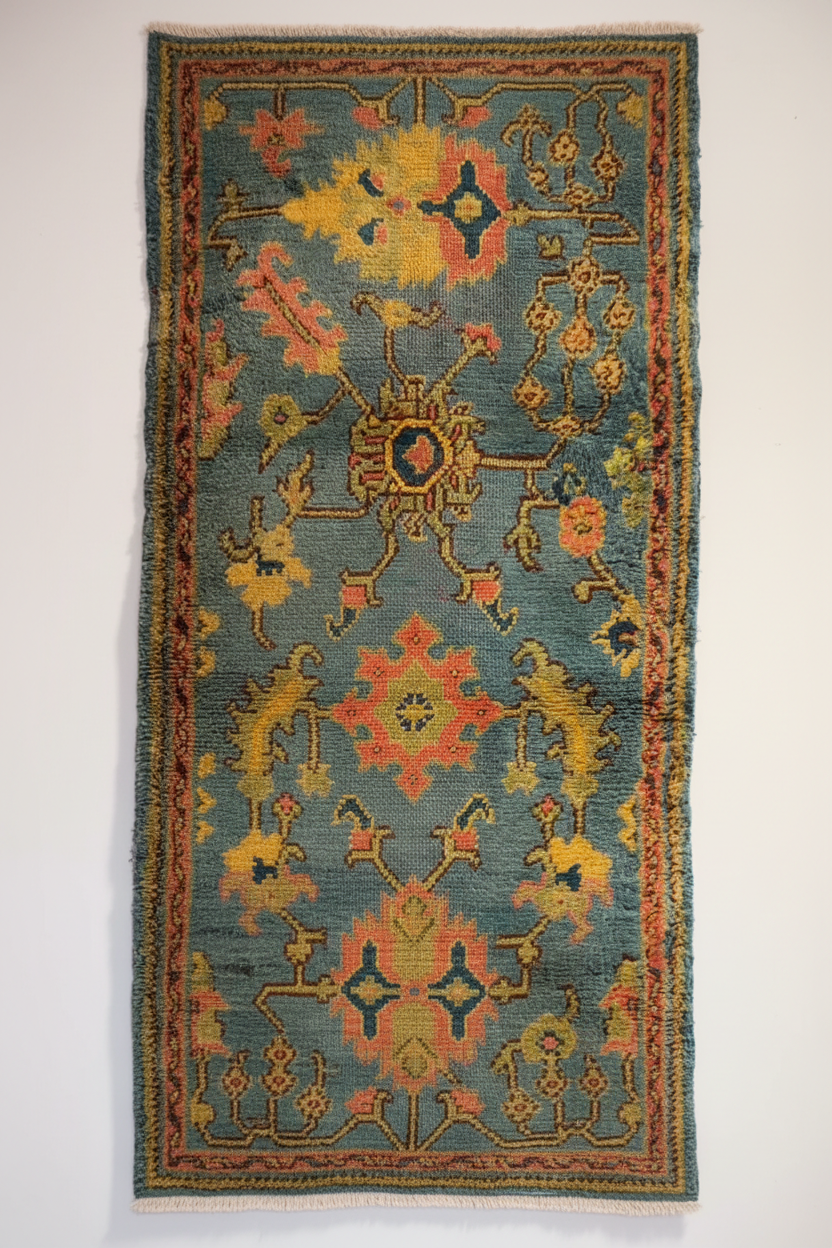 CALDERON Vintage Oushak Wool Area Rug - Hand Knotted Turkish Design