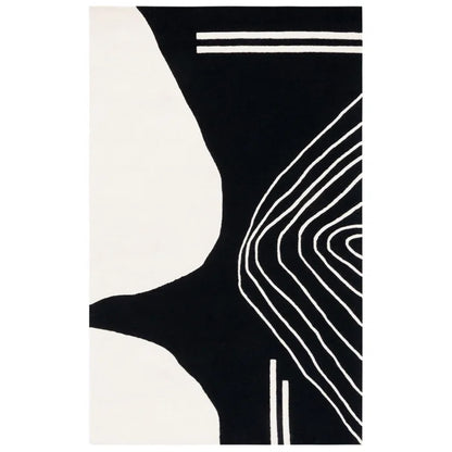 Black and White Contemporary Hand Tufted Rug