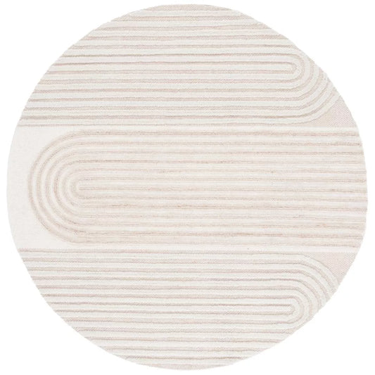 Round Beige Color Hand Tufted Rug-Bisha-Rugs