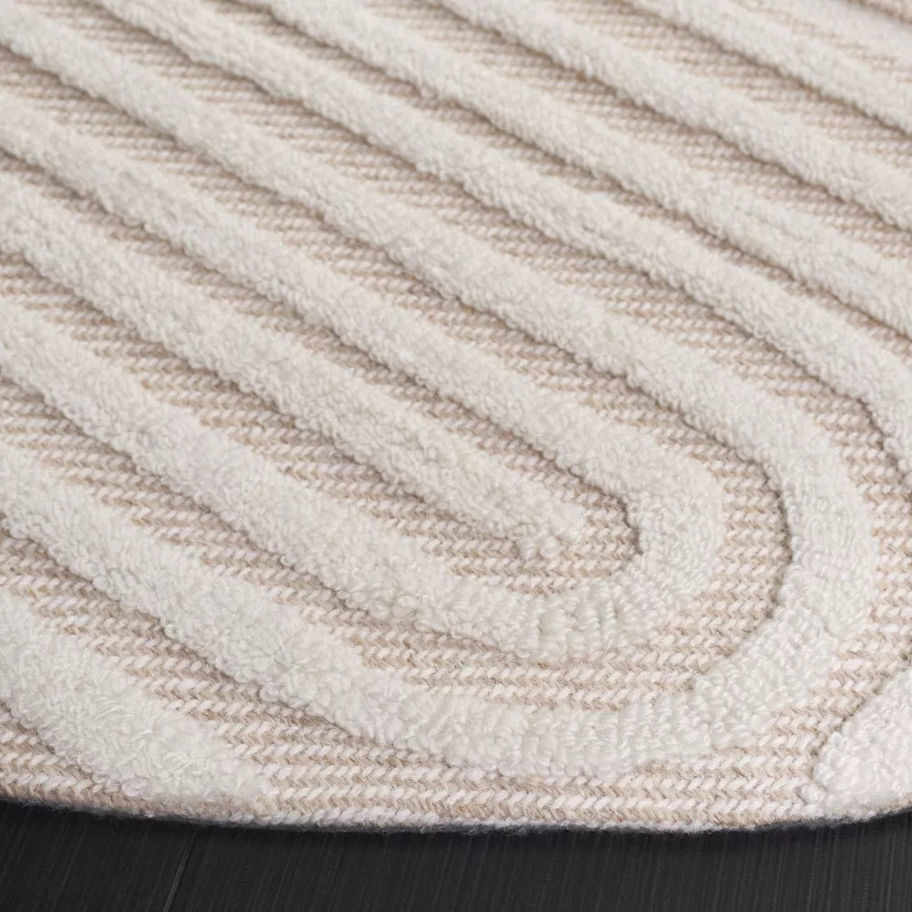 Ivory Hand Tufted Roung Rug - Safavieh-Bisha-Rugs