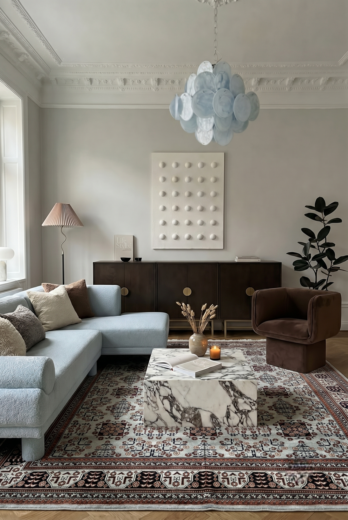 The Alabaster Gul Geometric Tribal Area Rug - Ivory & Mahogany Hand-Knotted Afghan Bokhara Wool Rug
