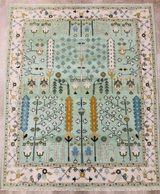 LUNARA Hand Knotted Wool Oushak Rug - Tree of Life, Green & Ivory