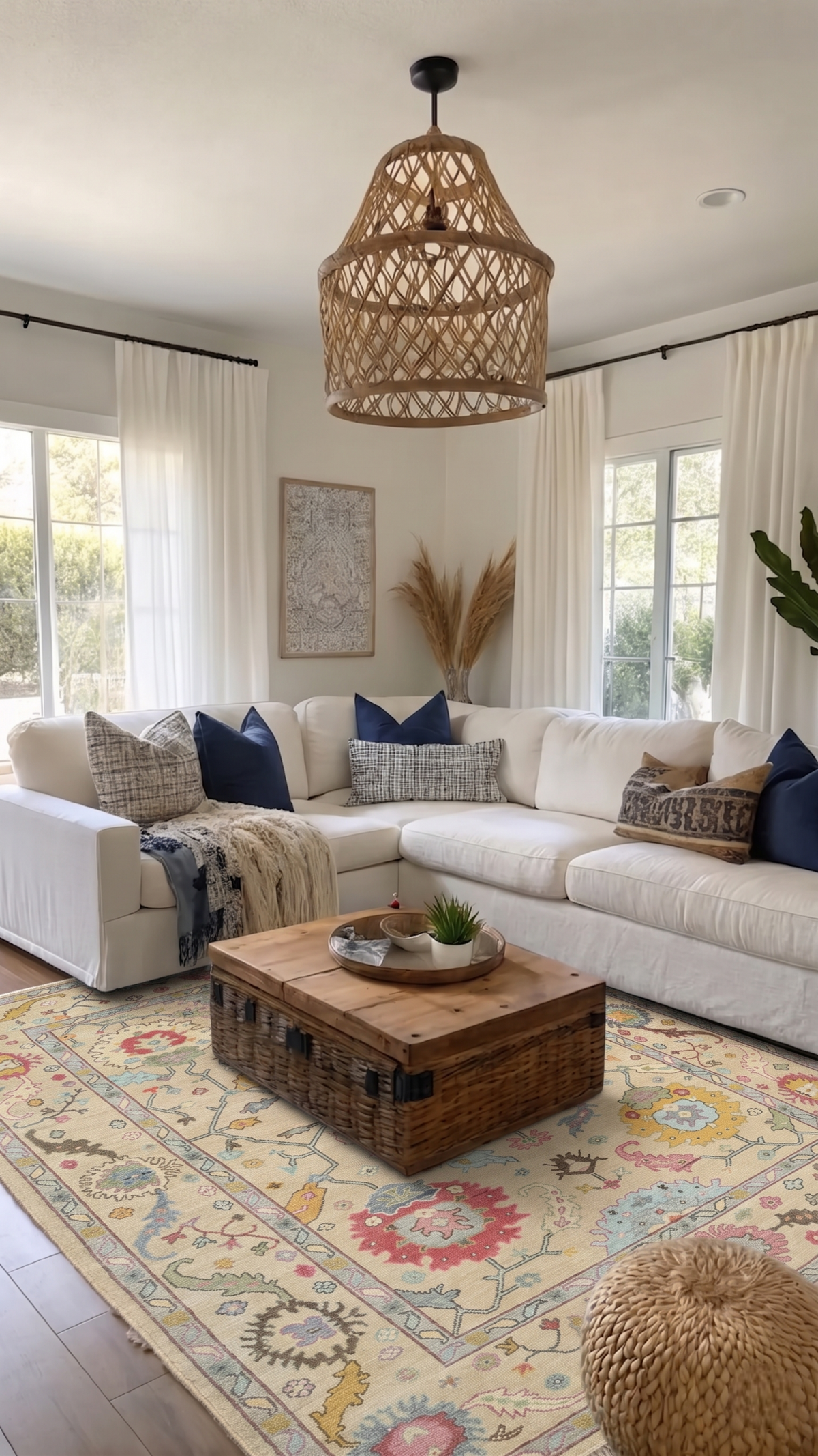 IVORY MEADOW Oushak RuG - Hand-Knotted Turkish Wool Rug